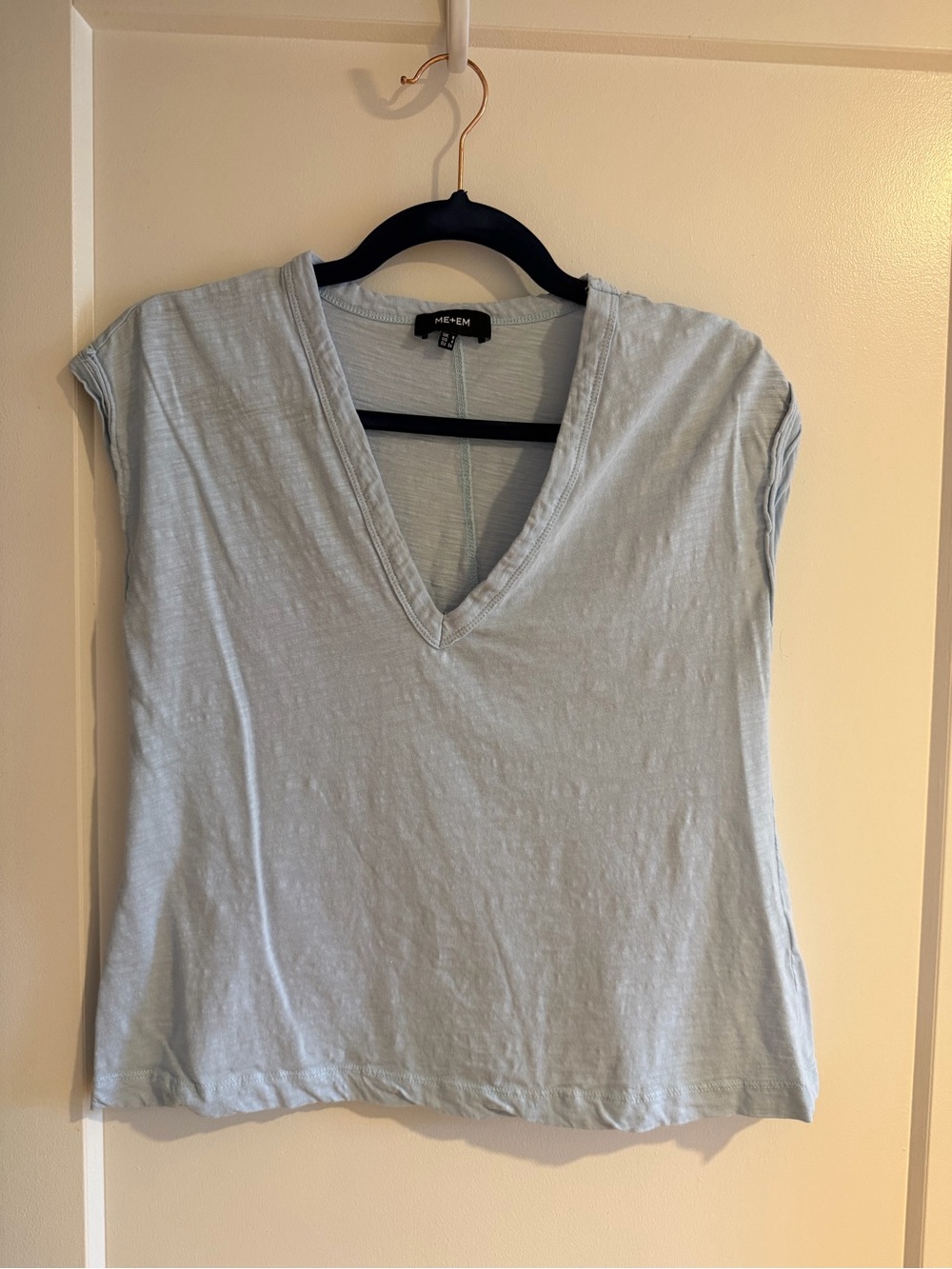 ME+EM Pale Blue V-Neck T-shirt